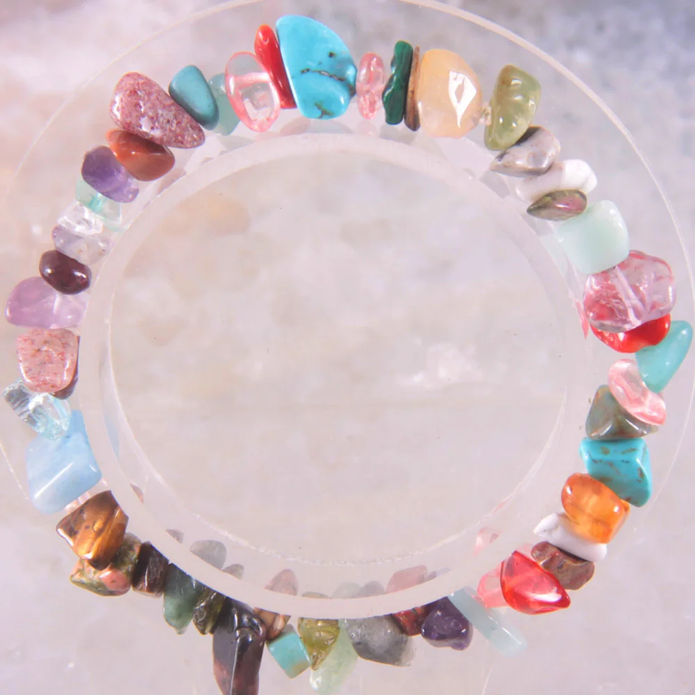 Женские Ювелирные изделия многоцветные натуральные кусочки камней бусины коралловый опал Лапис Кристалл Howlite оникс стрейч браслет " H1433