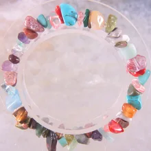 Женские Ювелирные изделия многоцветные натуральные кусочки камней бусины коралловый опал Лапис Кристалл Howlite оникс стрейч браслет " H1433