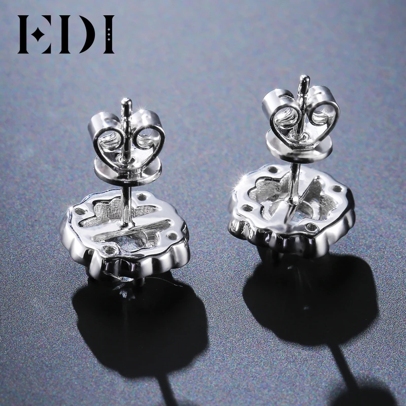 EDI Forever Brilliant 0.5CT Round Cut Moissanites Diamond 14K 585 White Gold Stud Earrings For Women Wedding Fine Jewelry
