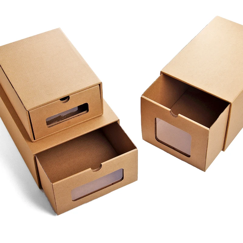 3 шт DIY коробка для хранения крафт-бумаги для обуви с прозрачным окном экологически складной ящик тип отделочная Коробка органайзер для обуви