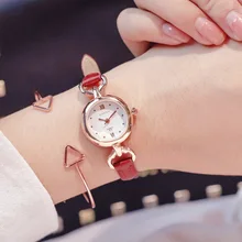 Reloj de moda de lujo para mujer, reloj pequeño de pulsera de cuero marrón vintage, relojes de pulsera de cuarzo para mujer, reloj femenino