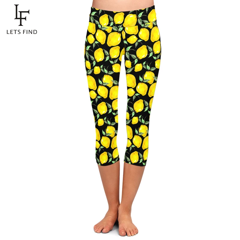 Summer New 3d Lemon Digital Printed Capri Leggings High Waist High Elastic Mid-Calf Plus Size Women Black Leggings Hot Sale Summer New 3d Lemon Digital Printed Capri Leggings High Waist High Elastic Mid-Calf Plus Size Women Black Leggings Hot Sale