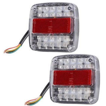 

DC 12V Light 2Pcs Lamp Set Bright LED License Plate Truck Trailer Caravans ABS Stop Reverse
