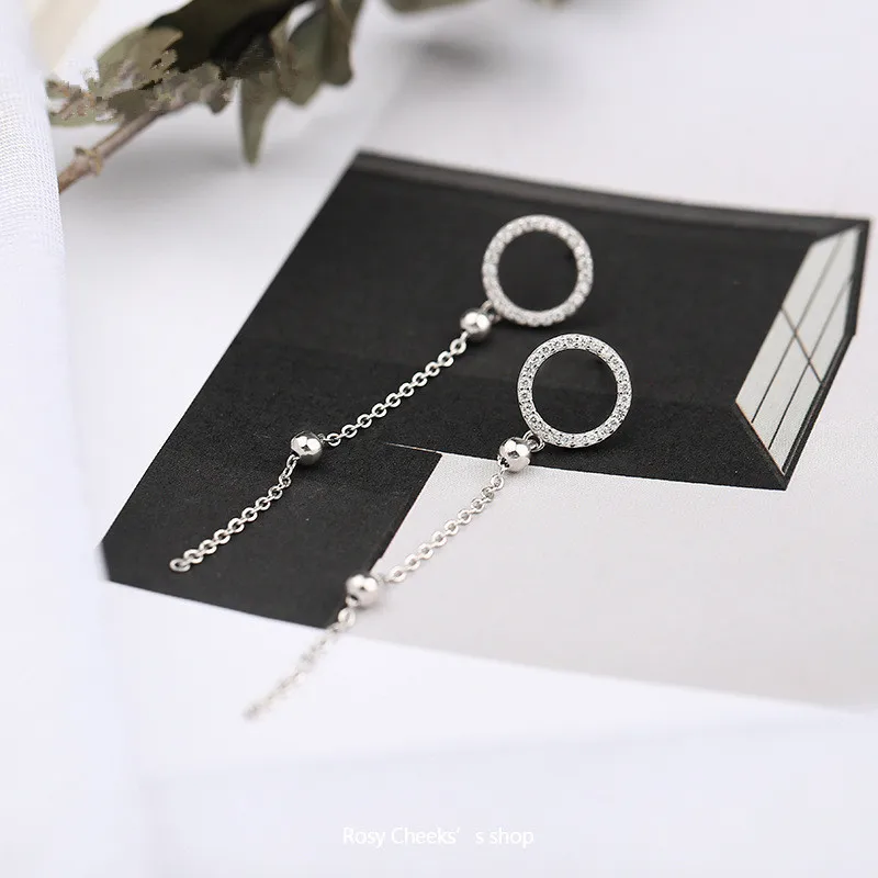 

925 Sterling silver Stud earrings set drill Long ears line Women's fashion stud earrings jewelry wholesale