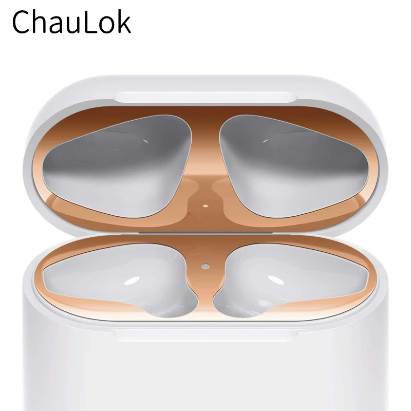 Металлическая защита от пыли для Apple AirPods 2 Чехол Аксессуар Защитная Наклейка кожи