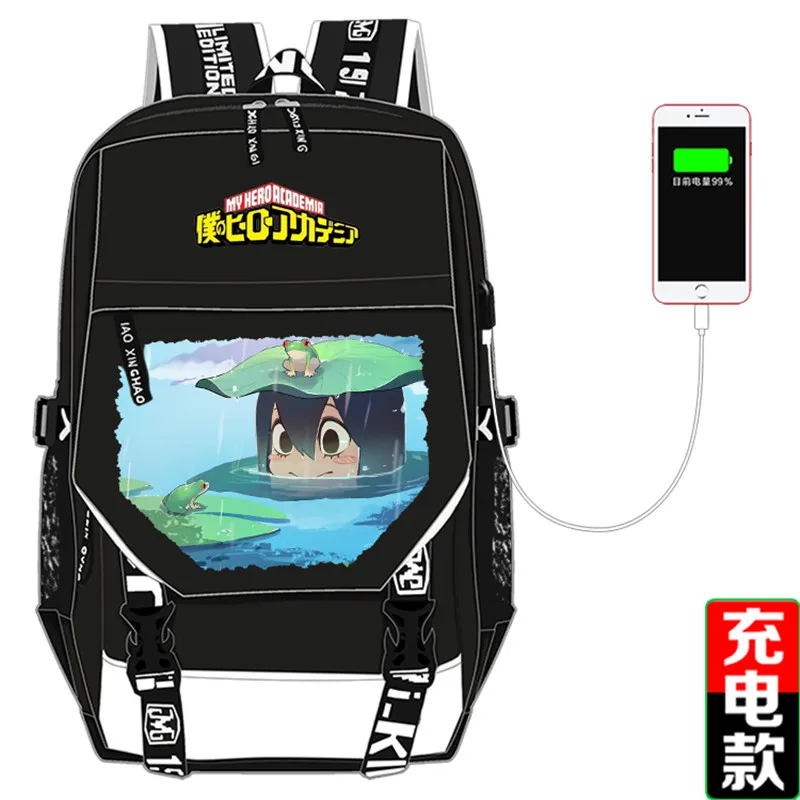 Высокое качество мой герой Academy аниме печать рюкзак Bakugou костюм кацуки для косплея Холст Школьные сумки usb зарядка Рюкзак для ноутбука - Цвет: V