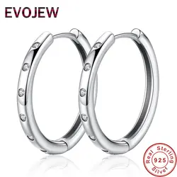 EVOJEW Мода 925 браслет из чистого серебра серьги обруча для Для женщин девочек геометрический Кристалл Круглый вечерние серьги подарок