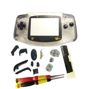 

Hot Arrival Crystal Color Repair Shell Case Cover With Logo For GameBoyAdvance Retro Console Housing Pocket Lens Black Buttons
