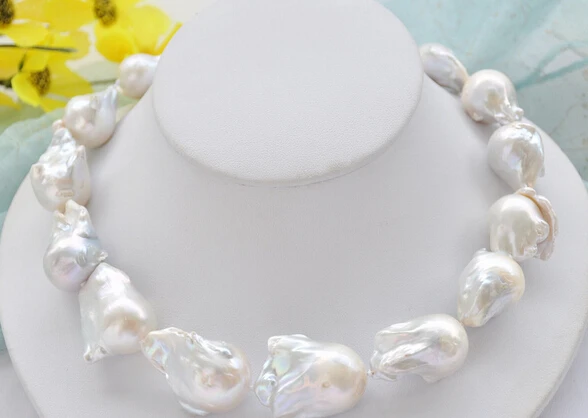 

0002383 Huge Lustre A++ 17" white baroque KESHI REBORN PEARL NECKLACE