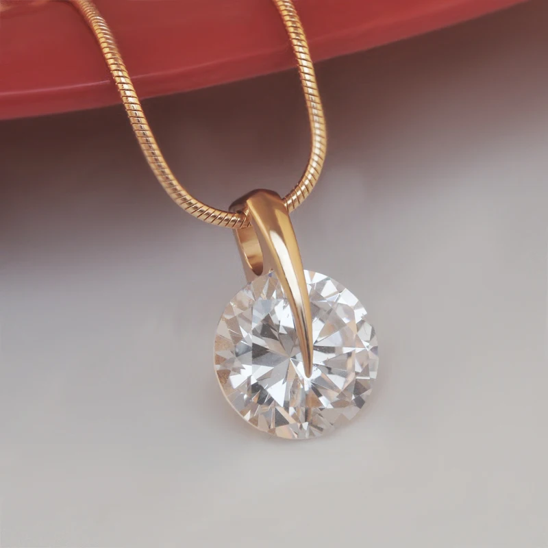 MGFam(специальная цена) одинарные круглые CZ подвески ожерелье для женщин классический стиль золотой цвет AAA+ кубический цирконий 45 см змея цепь