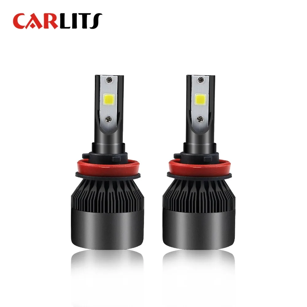 

CARLITS 2PCS H11 C6S LED Car Headlights 12V 60W/Set COB Automobile Lamp Brightness Led Light 6500K Universal Light Source