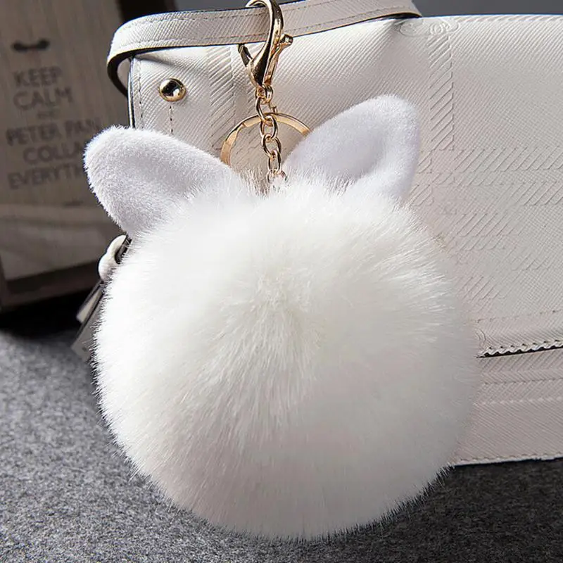 

Pompon Fluffy Key Chain Women Fake Rabbit Fur Ball Rings Bag Keychain Keyring Fashion Bunny Charm Key Chain Gifts Jewelry Bags