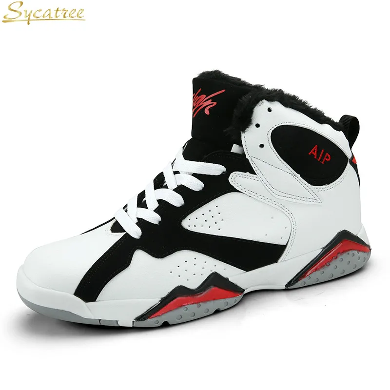 

Sycatree Unisex Men Basketball Shoes Women Air Cushioning Winter Sport Sneakers Basket Non Slip High Top Athletic Fur Warm Boots