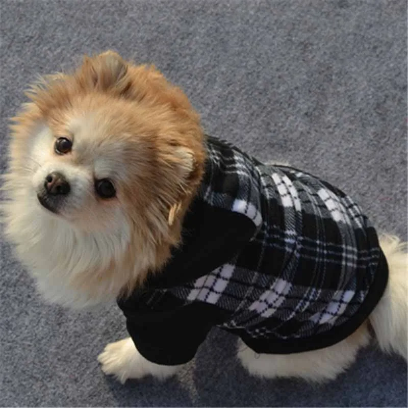 SYDZSW Winter Puppy Pet Clothing Fashion Plaid Small Dog Cat Hoodie Black Chihuahua Sweater Coat with Hooded Yorkshire Dogs Supplies8