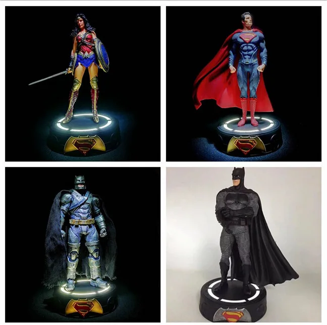Superman Statue with LED Light PVC Figure Super Hero Batman Wonder Woman