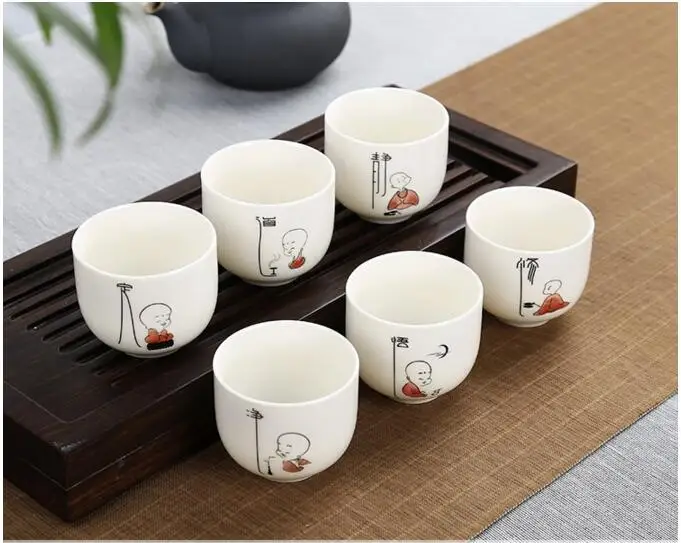 6 шт./лот чай кунг-фу керамическая композиция целая посылка Эмаль Фиолетовый узор японский стиль маленькая чашка чая - Цвет: 6pcs