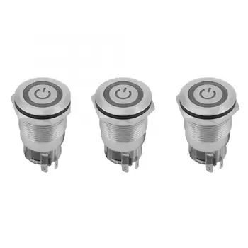 

40pcs 19mm Metal Waterproof Momentary Push Button Switch Auto Reset 24VDC LED Light 5-Pin