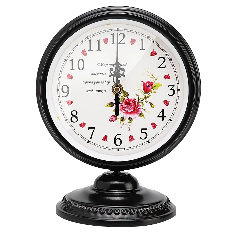 

Creative Retro Iron Mute Desktop Clock Silent Simple Needle Clock Table Clock For for Living Room Bedroom Decoration