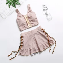 Tankini 2018 crochet bikini Bathing Suit Female Conservative Grid Gathered Thin Two-piece skirt Swimwear Fission Tankini 2018 crochet bikini Bathing Suit Female Conservative Grid Gathered Thin Two-piece skirt Swimwear Fission