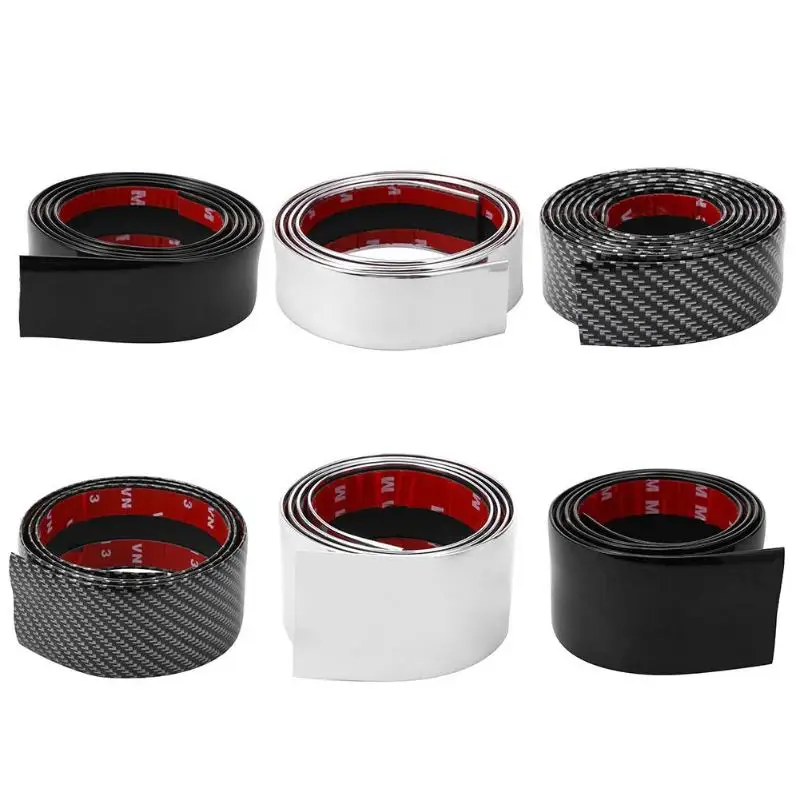 1m Universal Front Bumper Strip Carbon Fiber Rubber Car Sticker