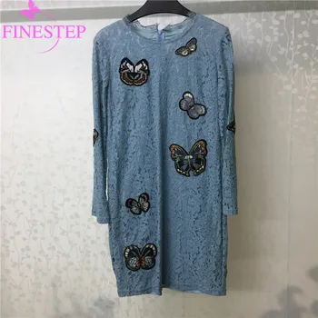 

Fashion A-Line Sweet Party Dress Women Printed Flower Lace Dress Women Knee-Length High Quality Fashion Dress