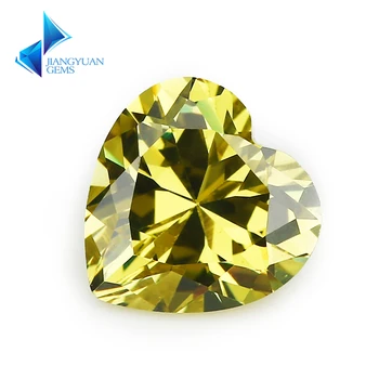

3x3~12x12mm Olive Yellow Color Heart Shape 5A Cubic Zirconia Stone Synthetic Gems Beads Crystal Stone