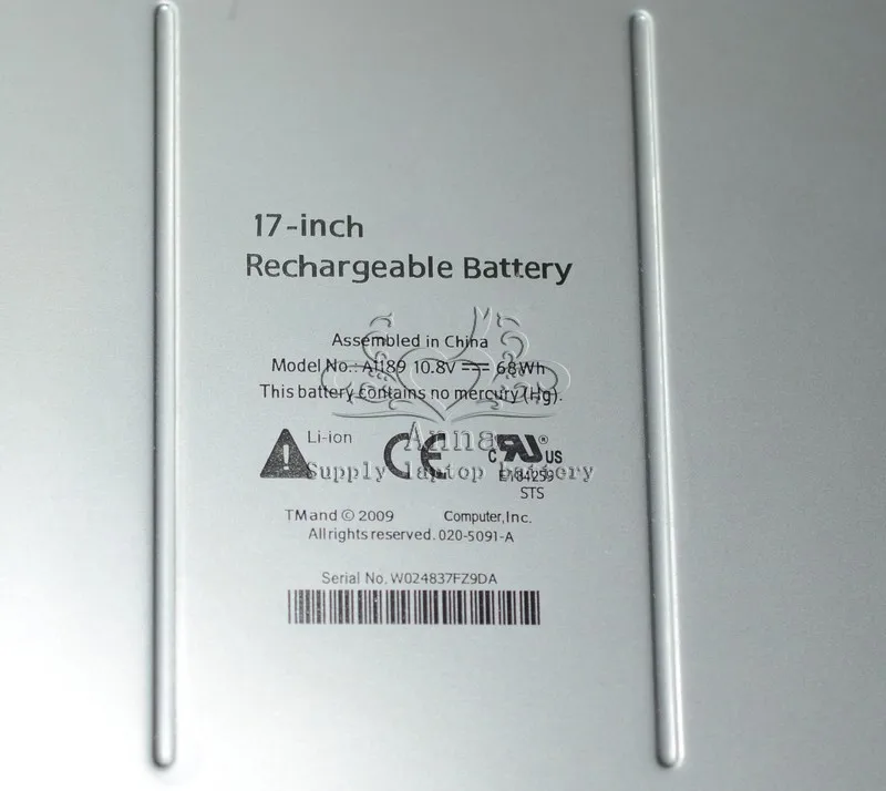 JIGU A1189 аккумулятор для ноутбука APPLE MA092CH/A MA611B/A MA897J/A MB166B/A MA458G/A