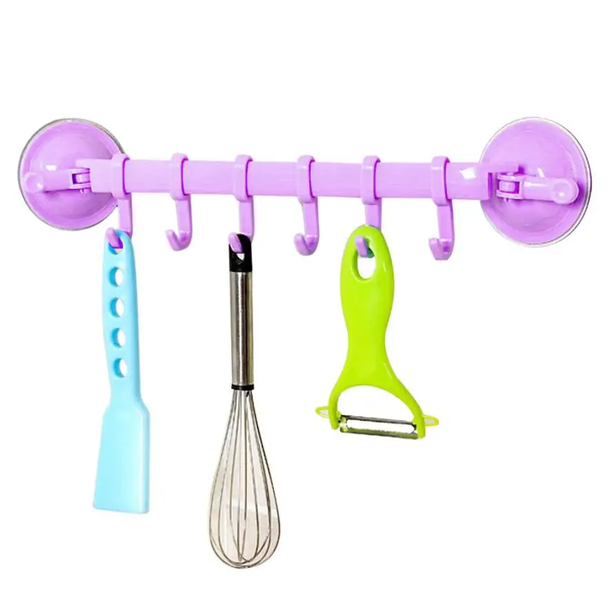 

6 Hooks plastic Wall Hanging Hooks Towel Hat Coat Clothes Door Wall Hooks Bathroom Kitchen Organizer Hanger Dropshipping#5