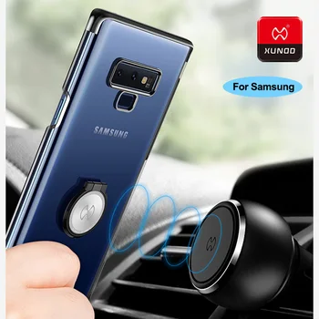 

XUNDD Luxury Plating Hard Plastic Back Case For Samsung Galaxy Note 8 9 S8 S9 Plus Phone Ring Cover Cases Magnetic car holder