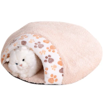 

Soft Warm Cat Sleeping Bag Lovely Flannels Cat House Puppy Cushion Paw Print Bed for Small Dogs Mats Kitten Kennel Pet Products