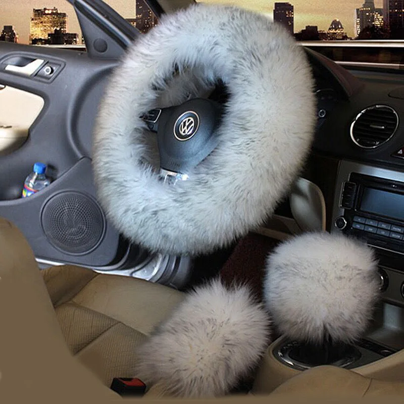 3pcs/set Winter Wool Car Steering Wheel Cover Long Australian Wool Heated Fur Steering Wheel Cover Handbrake Gear Shifter Cover 3pcs/set Winter Wool Car Steering Wheel Cover Long Australian Wool Heated Fur Steering Wheel Cover Handbrake Gear Shifter Cover