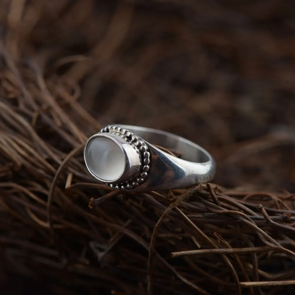 FNJ 925 Серебряное кольцо с натуральным лунным камнем Новая мода Настоящее Серебро S925 пробы тайские серебряные кольца для женщин ювелирные изделия Размер США 5,5-8