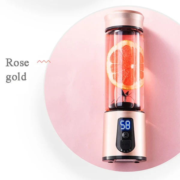Rose gold Портативная электрическая соковыжималка, блендер USB, мини-фруктовые миксеры, соковыжималки для соковыжималки, многофункциональная соковыжималка - Цвет: Rose gold