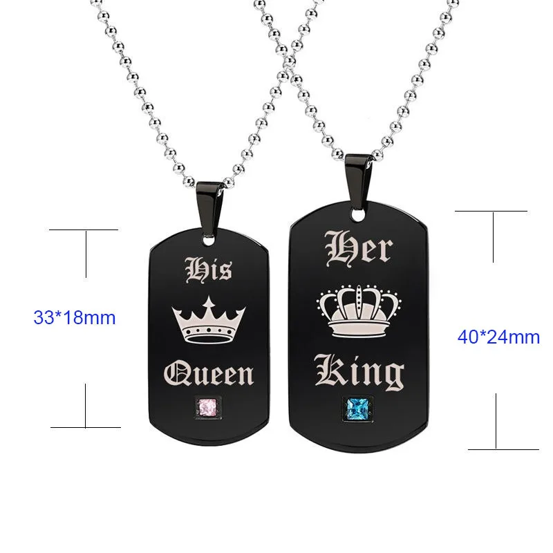 Черное ожерелье s& Кулоны ее король и его королева черное титановое парное ожерелье из нержавеющей стали пара браслетов ожерелье набор