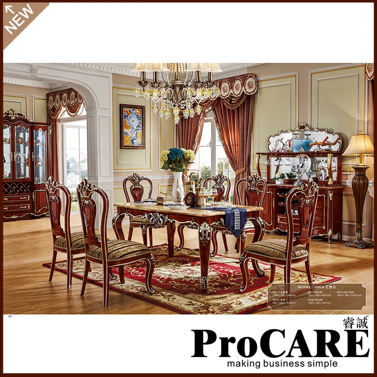 European design Classic Royal home furniture Solid Wood long dining room furniture using dining table European design Classic Royal home furniture Solid Wood long dining room furniture using dining table