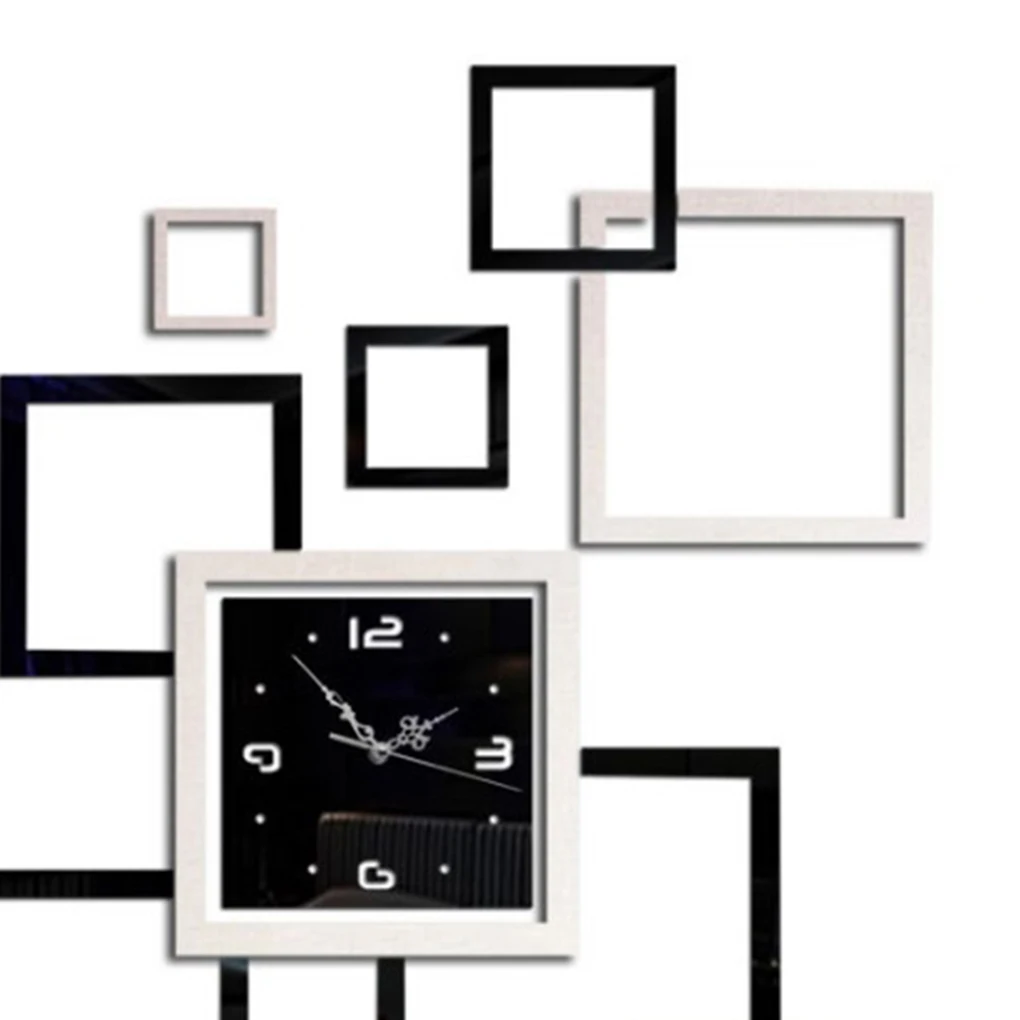 مرآة ساعة حائط ملصق مجموعة الذاتي لاصق مستطيلة غرفة نوم مخزن ديكور فني معكوسة الزخرفية الشارات المشارك