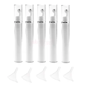 

5 Pcs 15ML Protable Steel Roller Eye Cream Liquid Essential Oil Bottles Refillable Vials with 5pcs Funnels Set