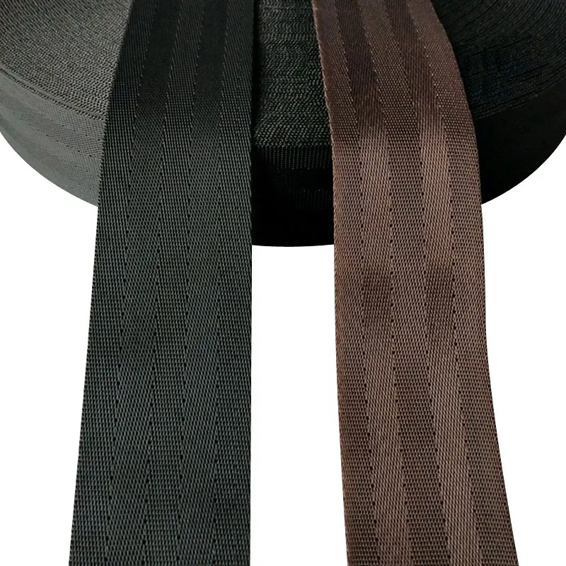 New High quality 20mm 38mm 50mm Nylon Ribbon Safety Belt Computer jacquard Ribbon Outdoor Backpack Bag Parts Black Brown Webbing