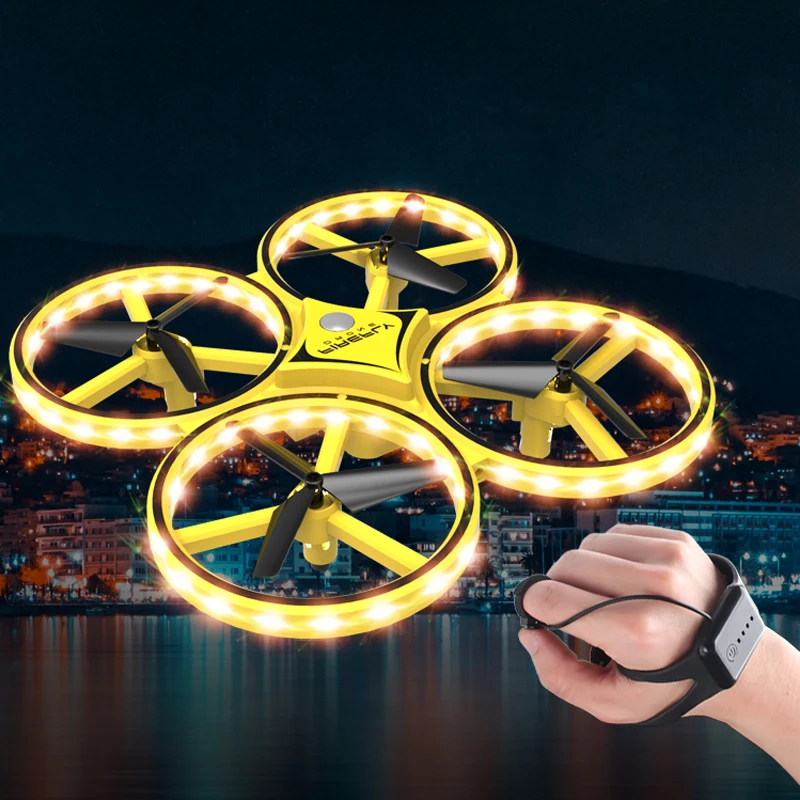 Finger remote RC aircraft quadcopter so cool smart RC collision protection drone children kid toy to gift remote small aircraft