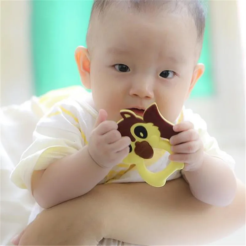 

Food Grade Silicone Teethers Animal Squirrel Baby Ring Teething Toy Soft Cartoon Teether Infants Toddlers Toy Dental Care