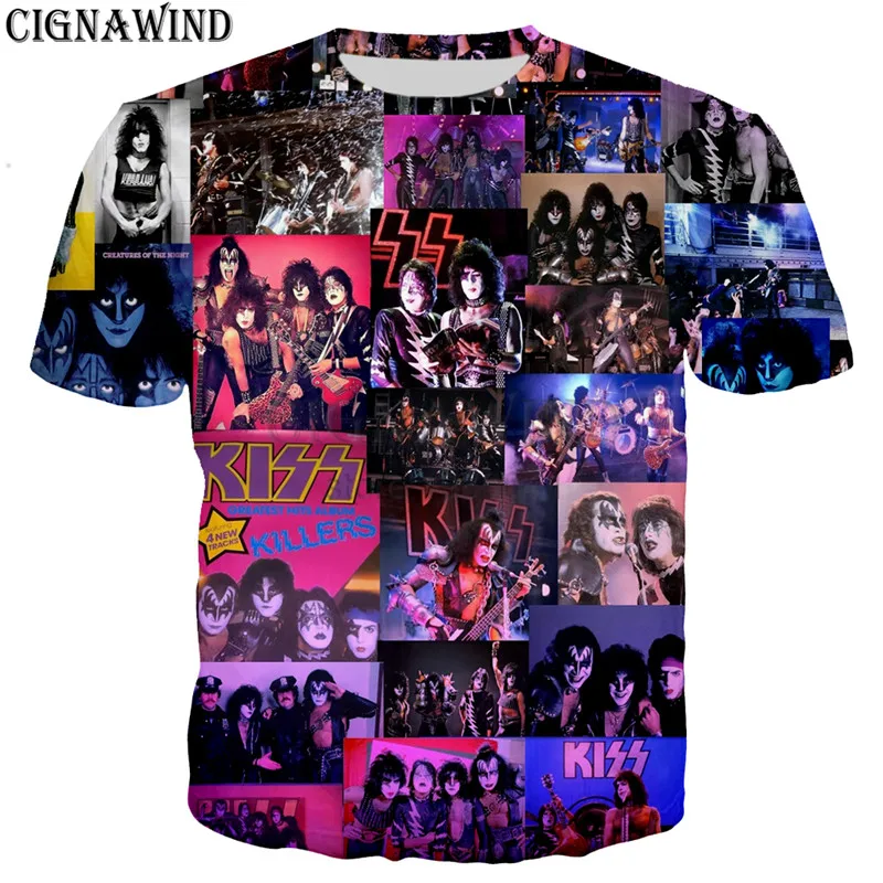 

Hot Rock band KISS 3D Print men/women t-shirts Hip hop men T shirts streetwear Harajuku Short sleeve Summer Fashion Star Tees
