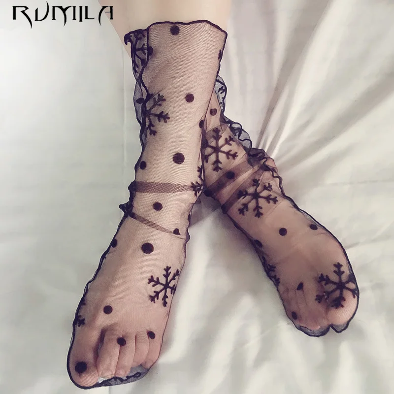 Сексуальные кружевные сетчатые ажурные носки из смешанного волокна, прозрачные эластичные тонкие женские носки из пряжи, 4 пары = 8 шт. tt092 - Цвет: tt091 xuehua