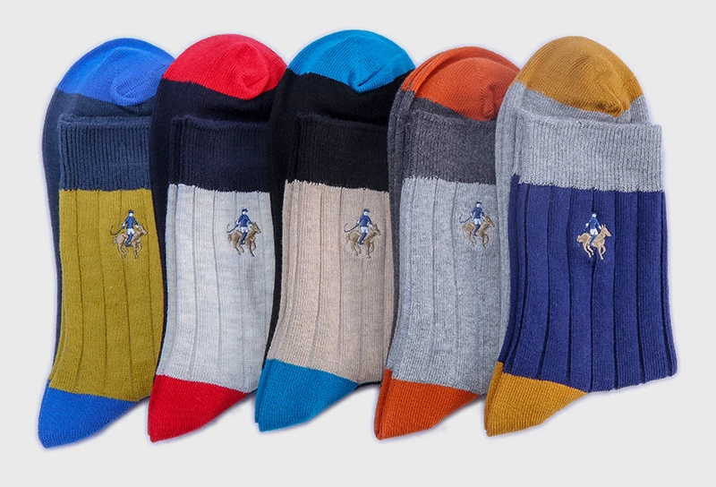 PIERPOLO теплые носки Модные фирменные мужские носки 5 пар/лот носки для экипажа осень-зима вышивка Повседневное носки Для мужчин