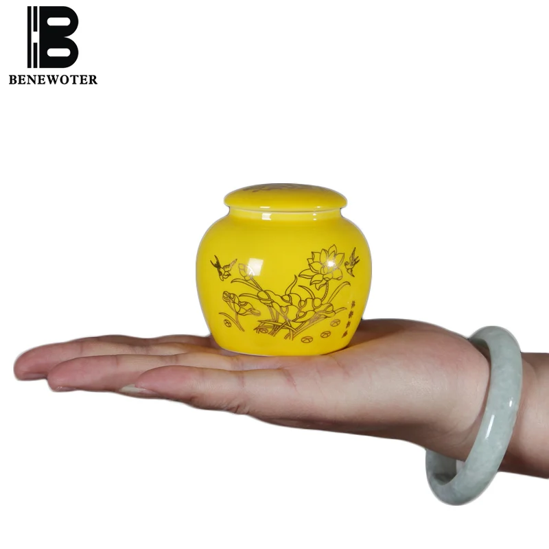 

Ceramic Tea Cans Kung Fu Tea Set Portable Mini Exquisite Tea Caddy Coffee Beans Powder Tank Kitchen Spices Sealed Jar Home Decor