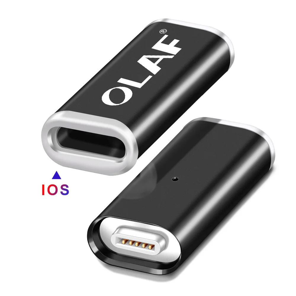 LED Light Magnetic Adapter Transfer Connector Magnetic Micro USB Connector Adapter IOS Android Type-C Magnetic Adapter USB TypeC - Цвет: For iphone Black