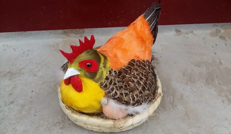 

Искусственная курица модель полиэтилен и меха Большой 30x20x18 см красочные перья курица украшение дома подарок p2002