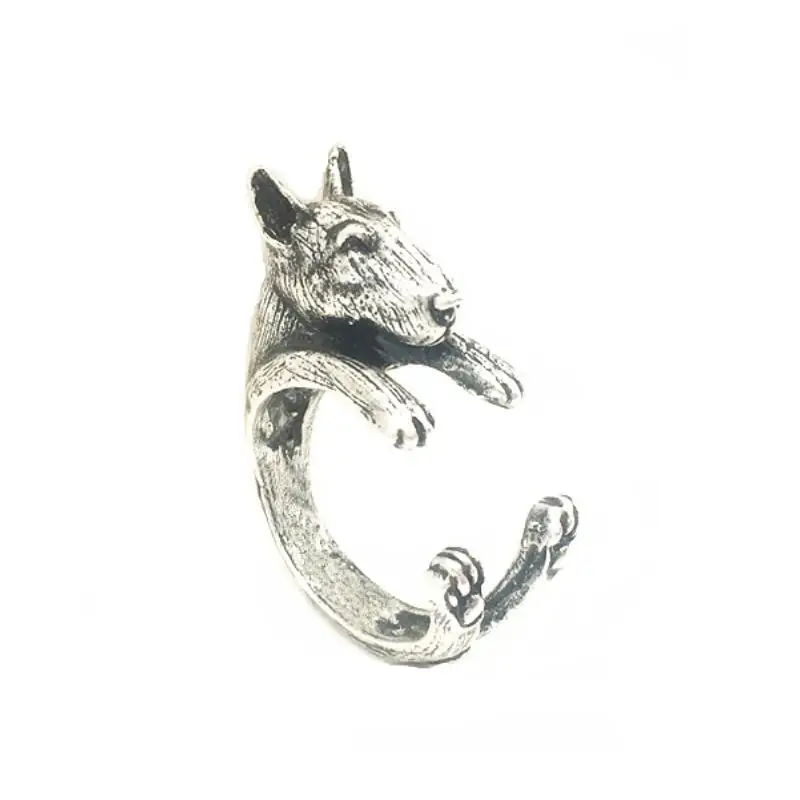 

1pcs antique silver Bronze knuckle little puppy Hippie Bull Terrier dogs Ring dog Jewelry for Women Men Lovers gift Wholesale