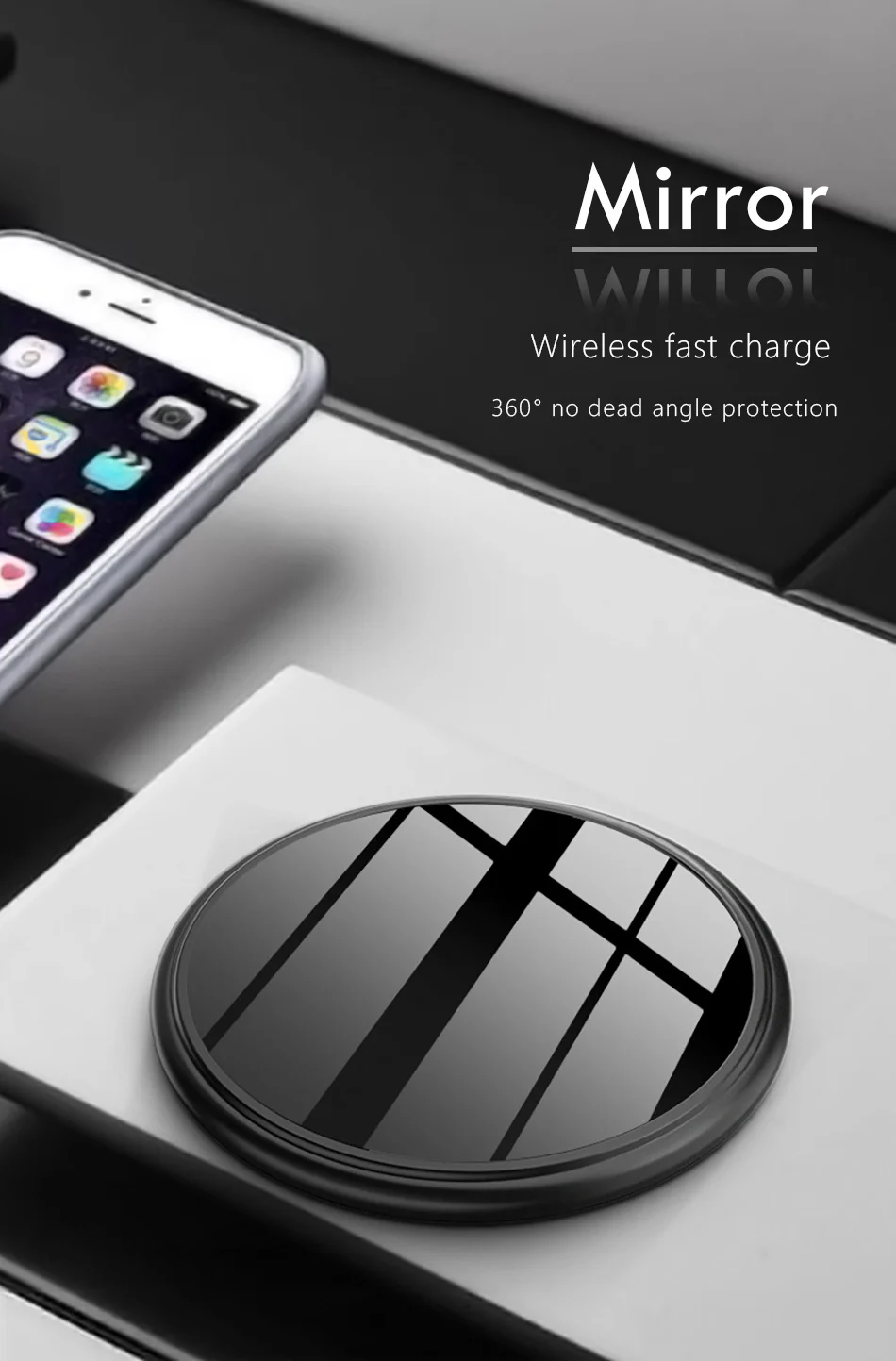 !ACCEZZ Glass Mirror 7.510W Qi Wireless Charger For iPhone X 8 Samsung Galaxy S9 S8 Plus S7 Ultra-thin Fast Charging For Mix 2S (1)