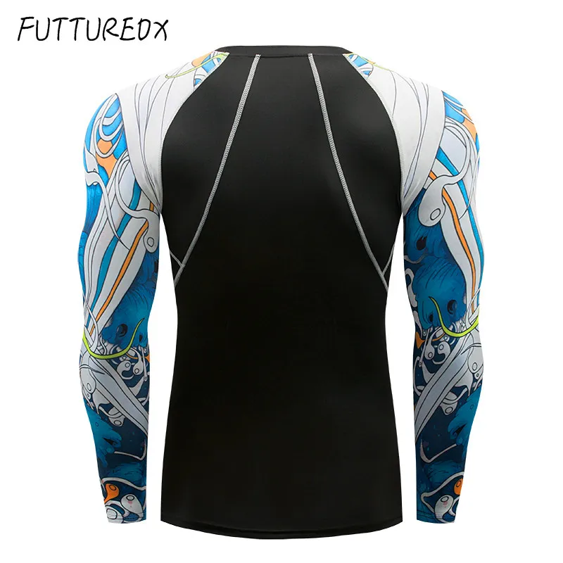 2018 Men's Sports Shirt Long Sleeve Tops Legs 2 Piece Sportswear Men's Compression Tights Rash Guard Men's Sets Sportswear  