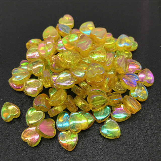 8mm Acrylic Spacer Beads Heart-shaped Charm Transparent Rainbow Color Beads For Jewelry Making DIY Jewelry Accessories